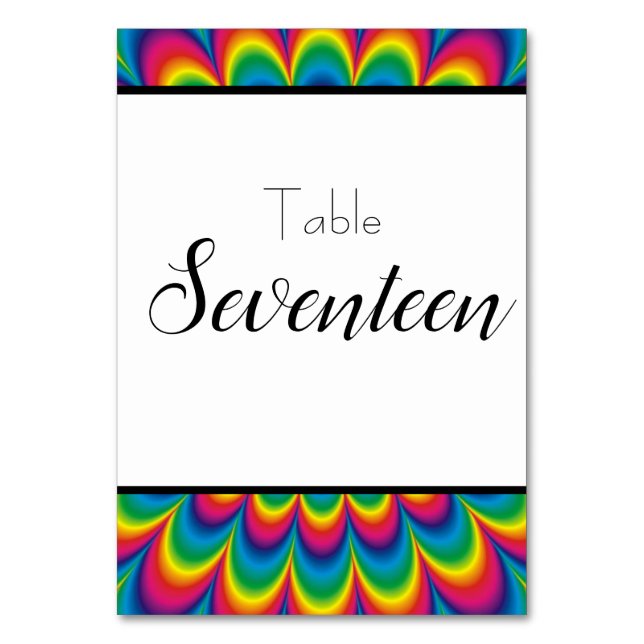 Psychedelic Tie Dye Table Number (Front)