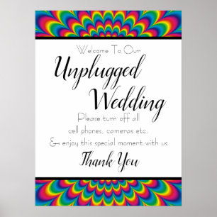 Psychedelic Tie Dye Unplugged Wedding Sign