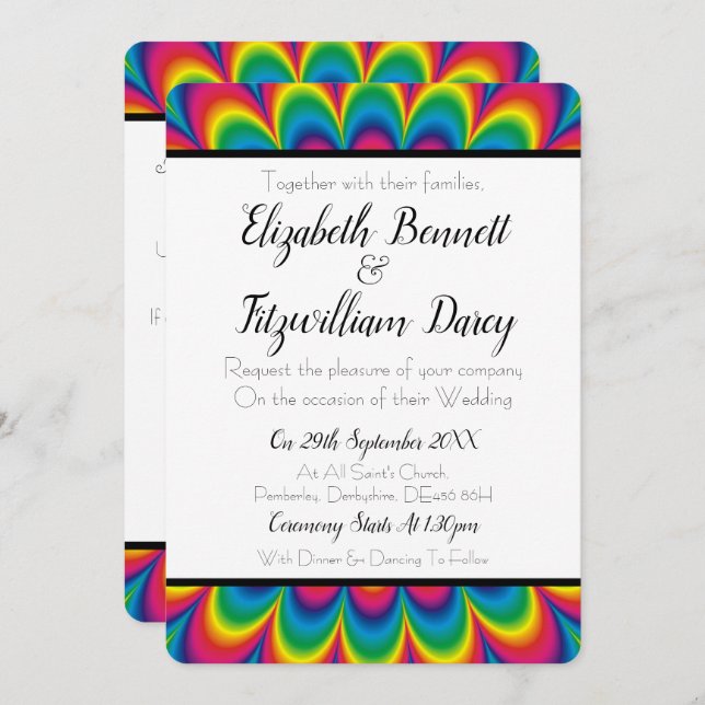Psychedelic Tie Dye Wedding Invitation (Front/Back)