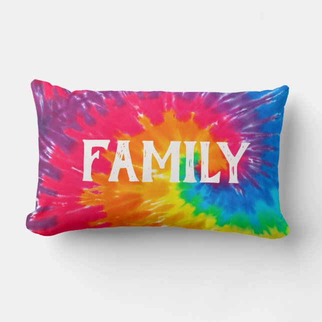 Psychedelic Tie Dye with Text Lumbar Pillow (Front)