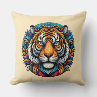 Psychedelic Tiger Majesty Throw Pillow