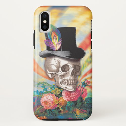 Psychedelic Top Hat Skull iPhone X Case