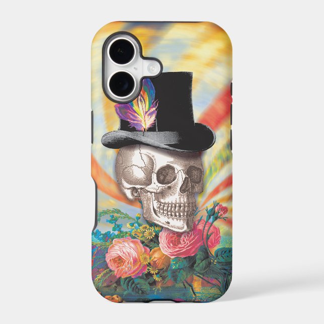 Psychedelic Top Hat Skull Iphone Case (Back)
