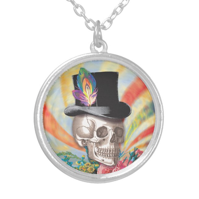 Psychedelic Top Hat Skull Pendant (Front)