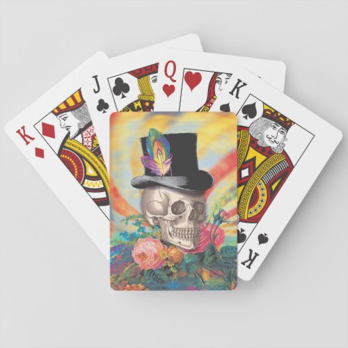 Psychedelic Top Hat Skull Playing Cards