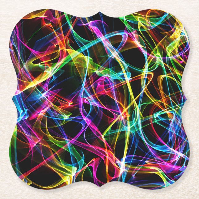 Psychedelic Trance Abstract Paper Coaster (Front)
