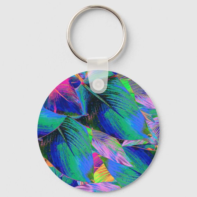 Psychedelic Tree Leaves Keychain (Front)
