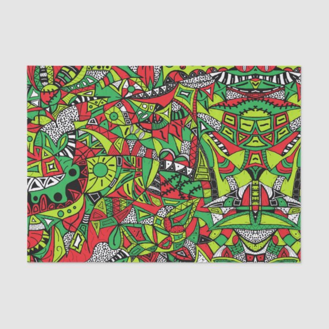 Psychedelic Tribal Abstract Colorful Composition Tissue Paper (Front)