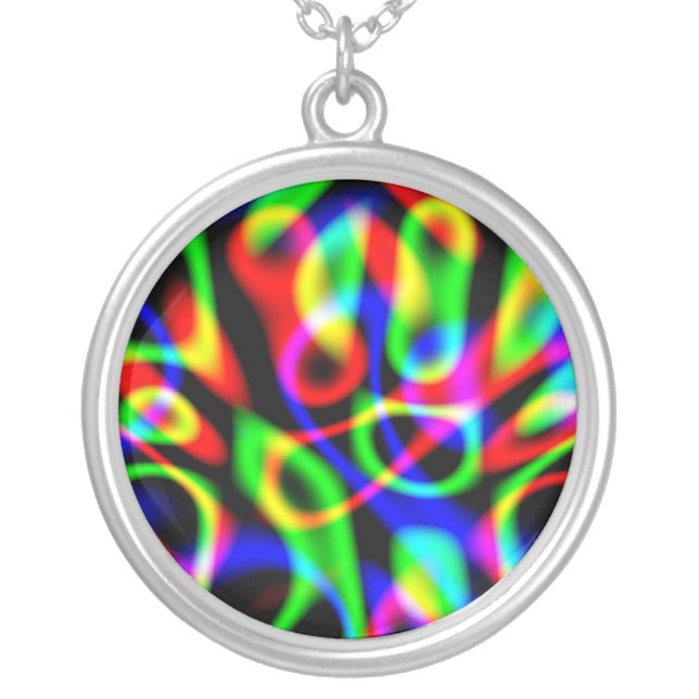 Psychedelic Trip Strings Dark Silver Plated Necklace (Front)