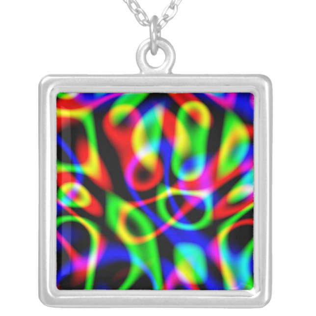 Psychedelic Trip Strings Dark Silver Plated Necklace (Front)