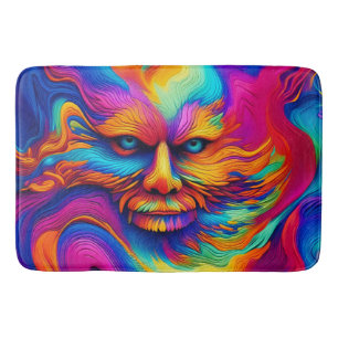 Psychedelic Trippy Colorful Abstract Paint Splash Bath Mat