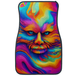 Psychedelic Trippy Colorful Abstract Paint Splash Car Floor Mat