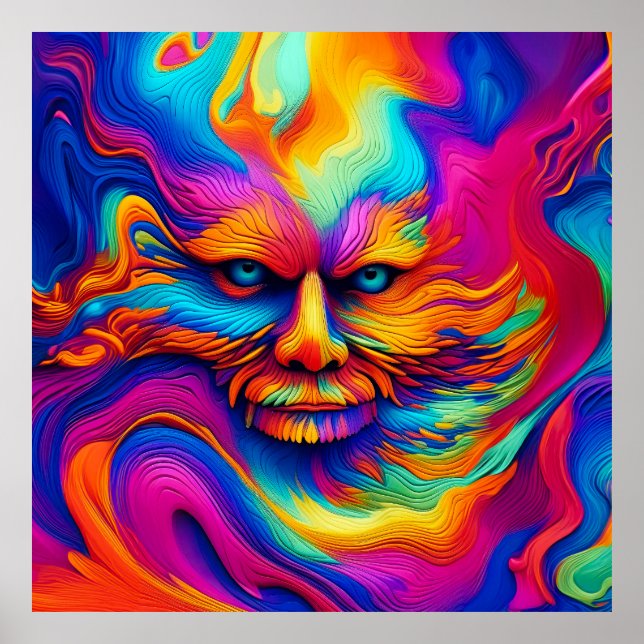 Psychedelic Trippy Colorful Abstract Paint Splash Poster (Front)