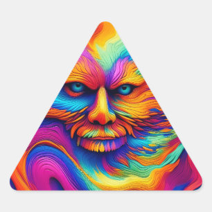 Psychedelic Trippy Colorful Abstract Paint Splash Triangle Sticker