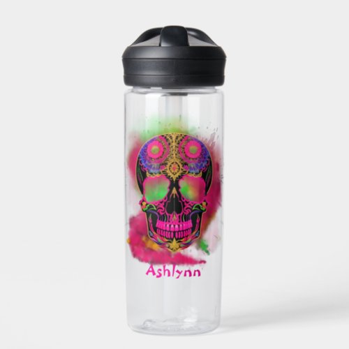Psychedelic Trippy Custom Skull Colorful  Water Bottle