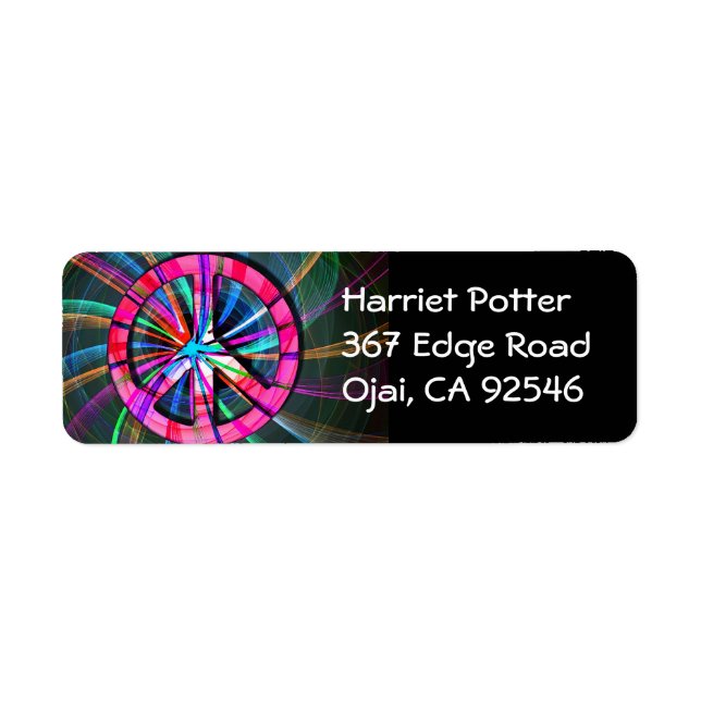 Psychedelic Trippy Fine Peace Sign Label (Front)