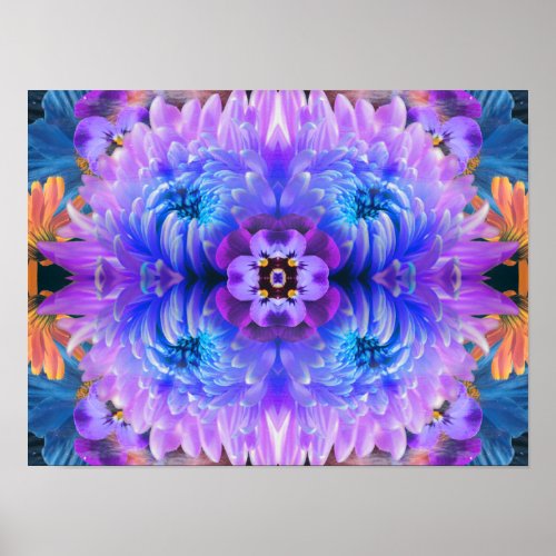 Psychedelic Trippy Flower Poster Print