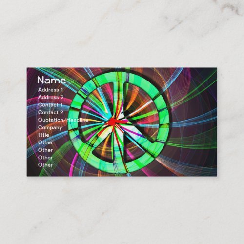 Psychedelic Trippy Peace Sign Business Card Template