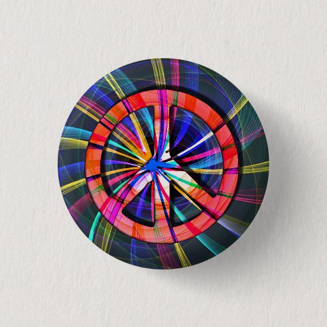 Psychedelic Trippy Peace Sign Button (Front)