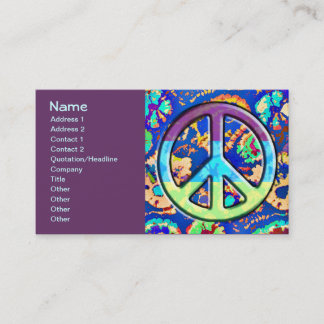 Psychedelic Trippy Purple Peace Sign Business Card