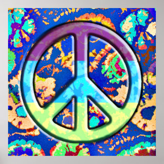 Psychedelic Trippy Purple Peace Sign Poster