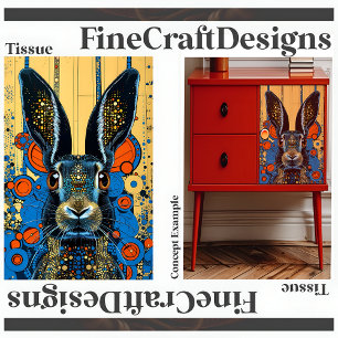 Psychedelic Trippy Rabbit Hare Decoupage Right 15 Tissue Paper