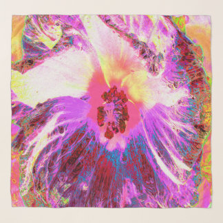 Psychedelic Trippy Rainbow Colors Hibiscus Flower Scarf