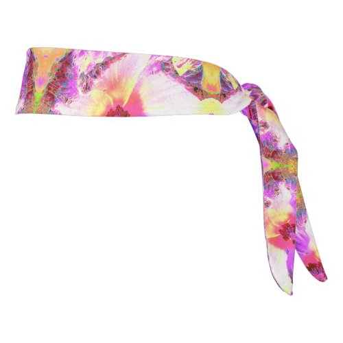 Psychedelic Trippy Rainbow Colors Hibiscus Flower Tie Headband