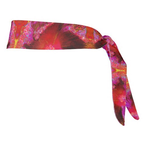 Psychedelic Trippy Retro Red Hibiscus Flower Tie Headband