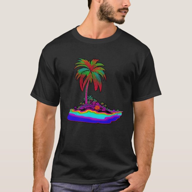 Psychedelic Tropical Island T-Shirt (Front)