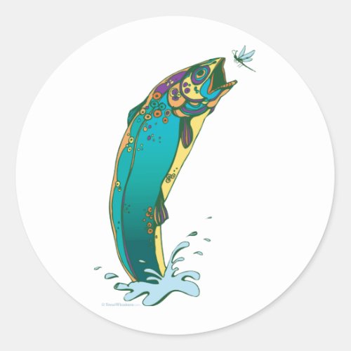 Psychedelic Trout Fishing Classic Round Sticker