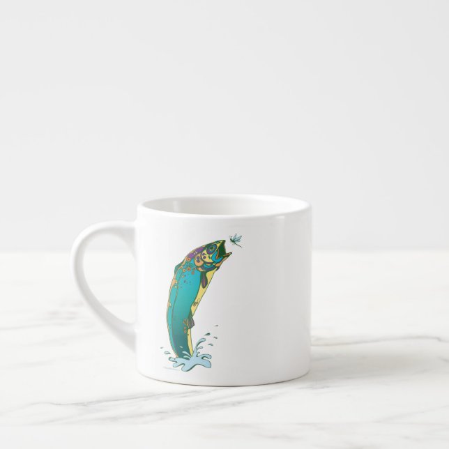 Psychedelic Trout Fishing Espresso Cup (Left)