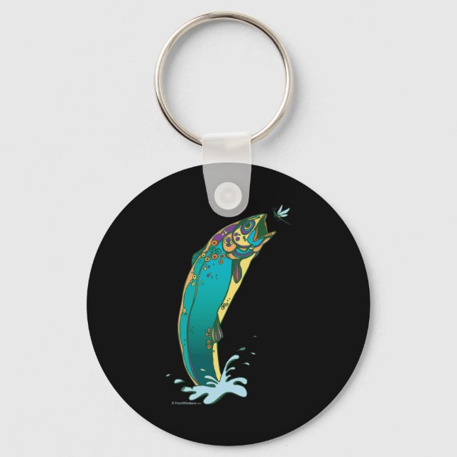 Psychedelic Trout Fishing Keychain (Front)