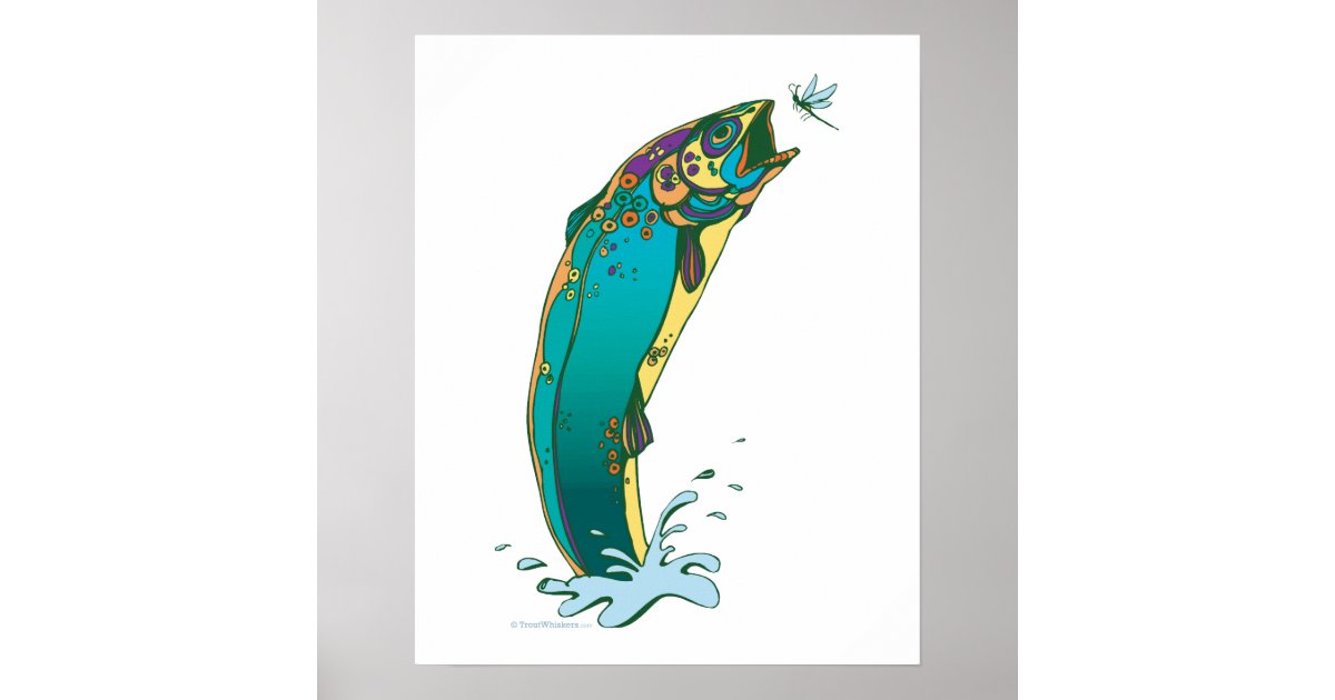 Psychedelic Trout Fishing Poster