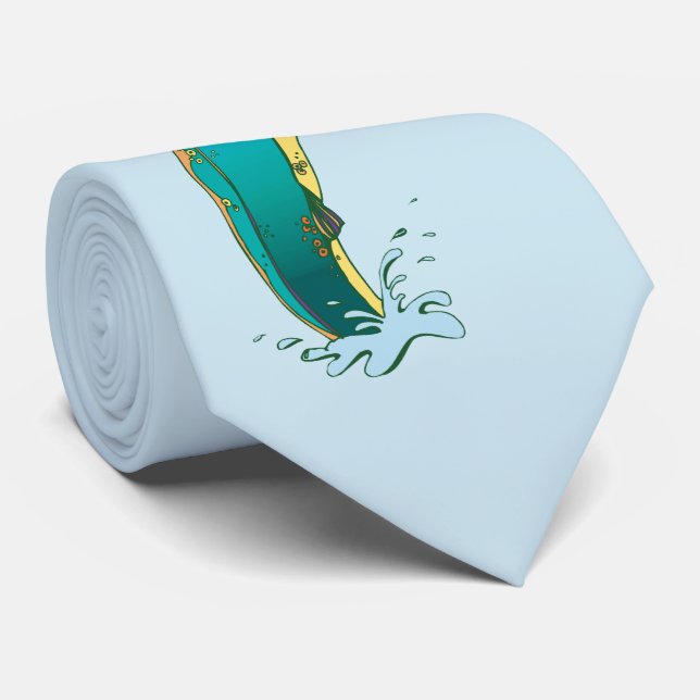 Psychedelic Trout Fly Fishing Neck Tie (Rolled)