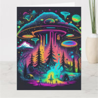 Psychedelic UFO Fantasy Art Birthday 