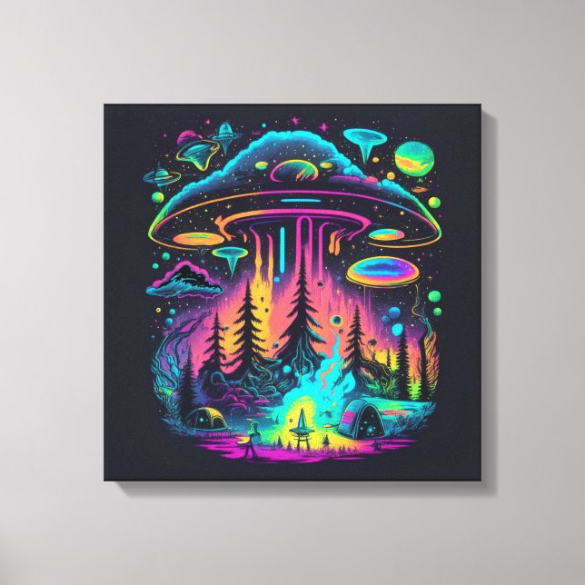 Psychedelic UFO Fantasy Art Canvas Print (Front)