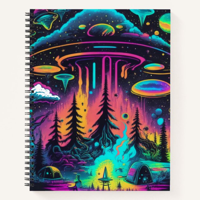 Psychedelic UFO Fantasy Art Notebook (Front)