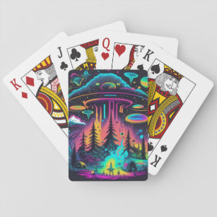 Psychedelic UFO Fantasy Art Playing Cards