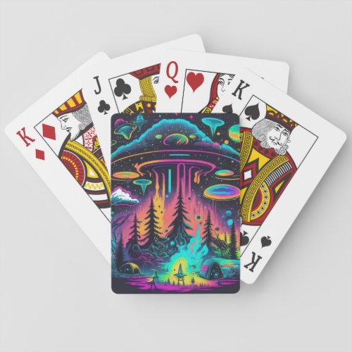 Psychedelic UFO Fantasy Art Poker Cards