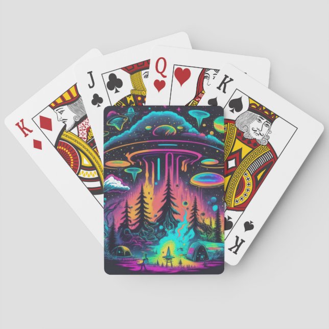 Psychedelic UFO Fantasy Art Poker Cards (Back)