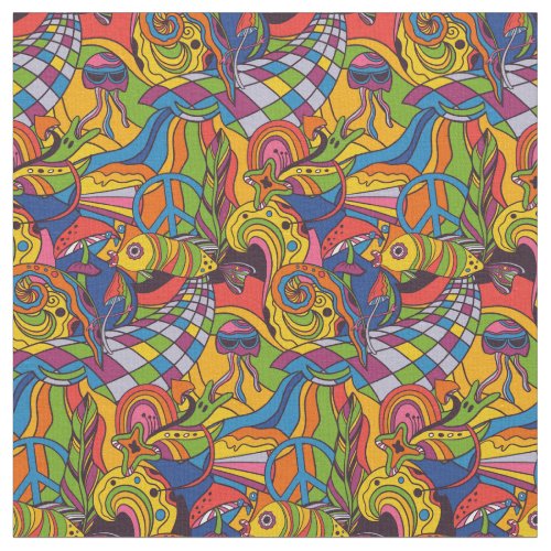 Psychedelic Underwater Colorful  Fabric