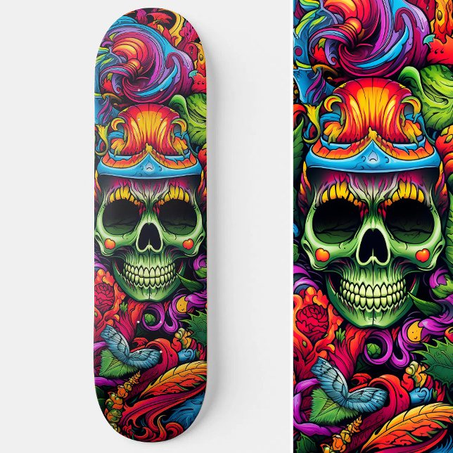 Psychedelic Vibrant Abstract Skull Urban Graffiti Skateboard (Psychedelic Vibrant Abstract Skull Urban Graffiti Skateboard)