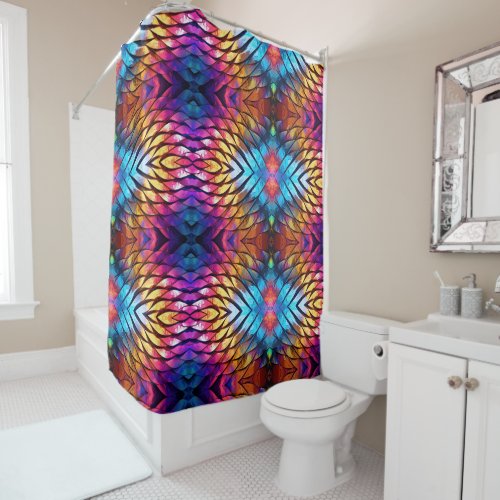 Psychedelic Vibrant Colors Patterns Shower Curtain