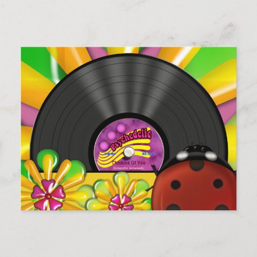 Psychedelic Vinyl Record Personalized Postcards