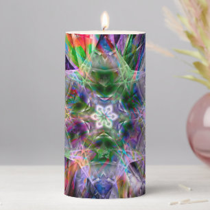 Psychedelic virtual star, acrylic or neon abstract pillar candle