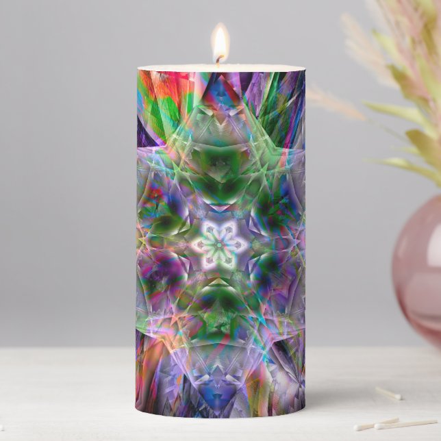 Psychedelic virtual star, acrylic or neon abstract pillar candle (In Situ)