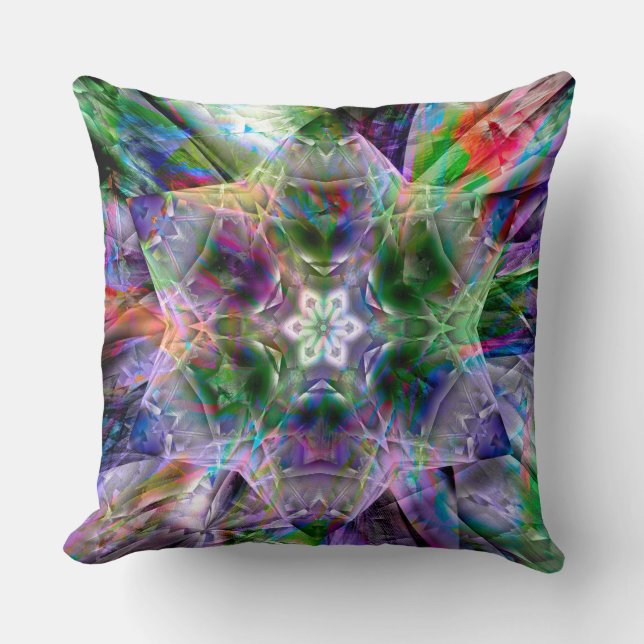 Psychedelic virtual star, acrylic or neon abstract throw pillow (Front)