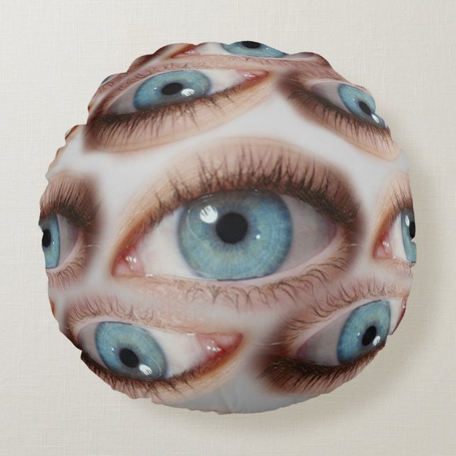 Psychedelic Vision: Abstract Eye Illusion Round Pillow (Front)