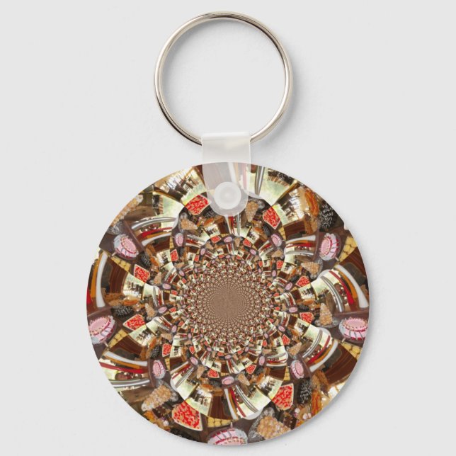 Psychedelic Vision of Brown Hues Keychain (Front)